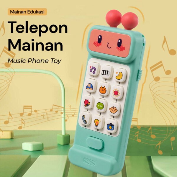 Telepon Mainan Anak Edukasi Musik dengan Suara Interaktif Hijau