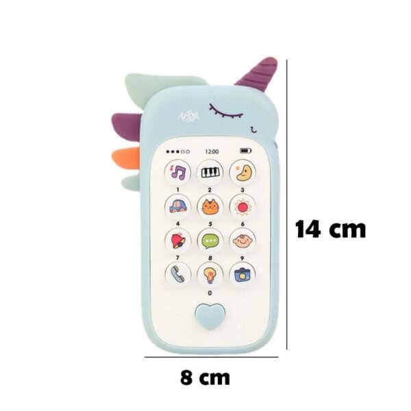 Telepon Mainan Anak Edukasi Musik Bentuk Unicorn Biru - Image 3