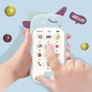Telepon Mainan Anak Edukasi Musik Bentuk Unicorn Biru