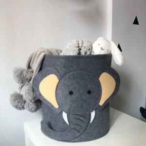 Tas Penyimpanan Mainan Anak Bentuk Gajah Multifungsi Abu-Abu