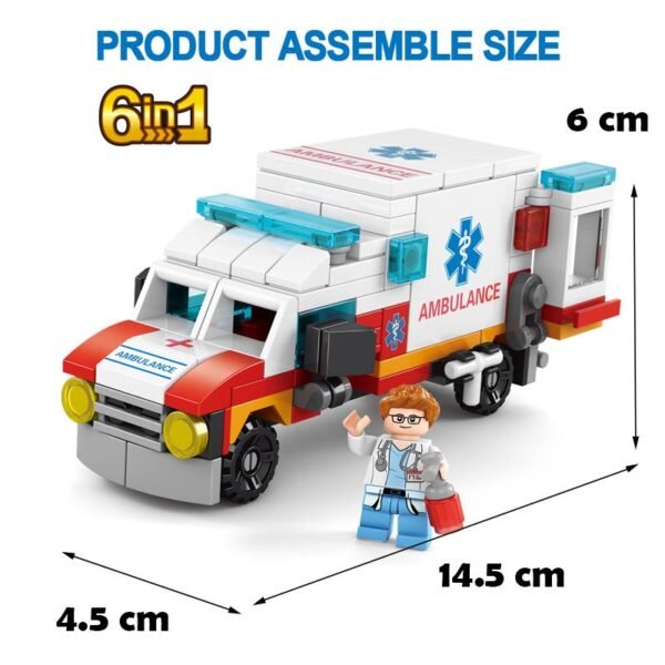 Mainan Balok Susun Mobil Ambulans 6in1 122 Bricks - Image 2