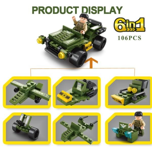 Mainan Balok Susun Mobil Militer 6in1 106 Bricks - Image 2
