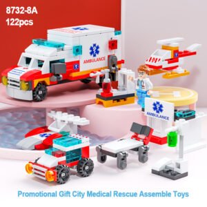 Mainan Balok Susun Mobil Ambulans 6in1 122 Bricks