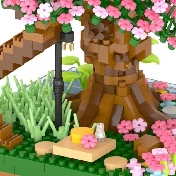 Mainan Balok Susun Rumah Pohon Bunga Sakura 2008 Bricks Pink - Image 2