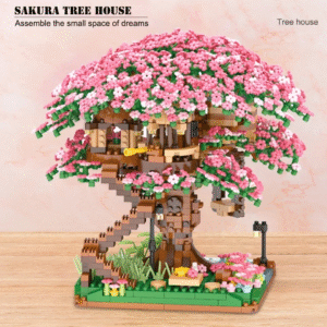 Mainan Balok Susun Rumah Pohon Bunga Sakura 2008 Bricks Pink