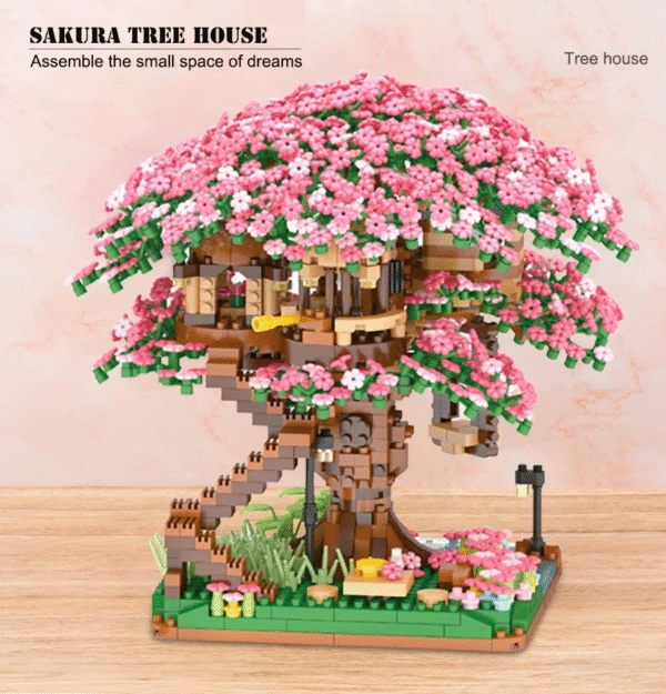 Mainan Balok Susun Rumah Pohon Bunga Sakura 2008 Bricks Pink