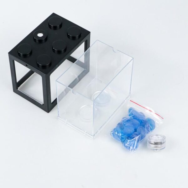 Akuarium Mini Balok Susun dengan LED Berwarna Hitam - Image 2