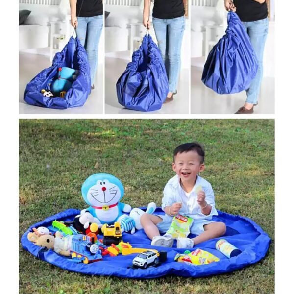 Kantong Penyimpanan Mainan Balok Portable Diameter 150cm Biru - Image 2